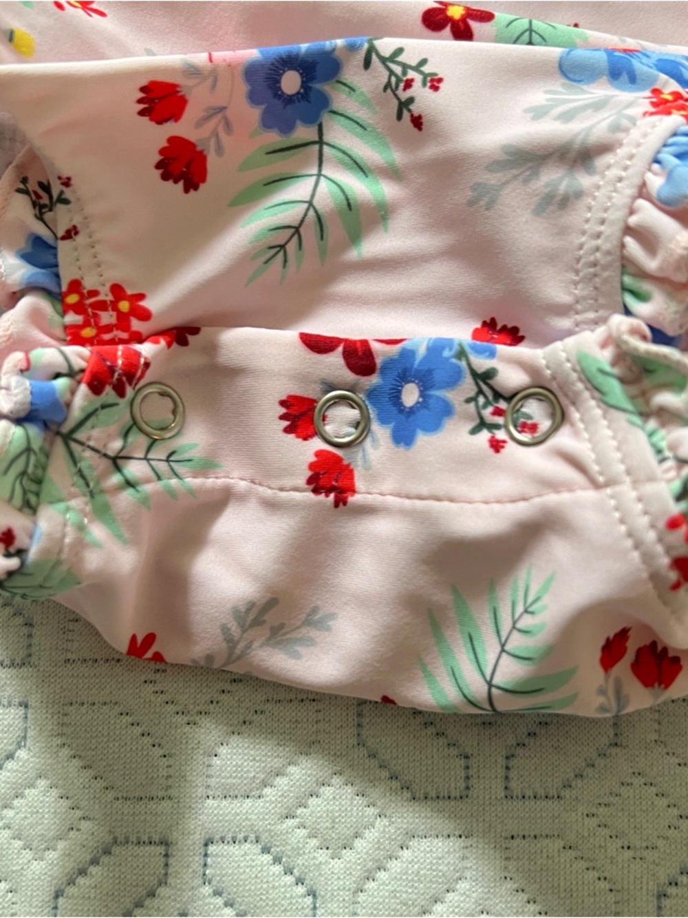 RuffleButts Rash Guard Swimsuit Girl 3-6M Pink Floral UPF50 One Piece - Picture 12 of 13
